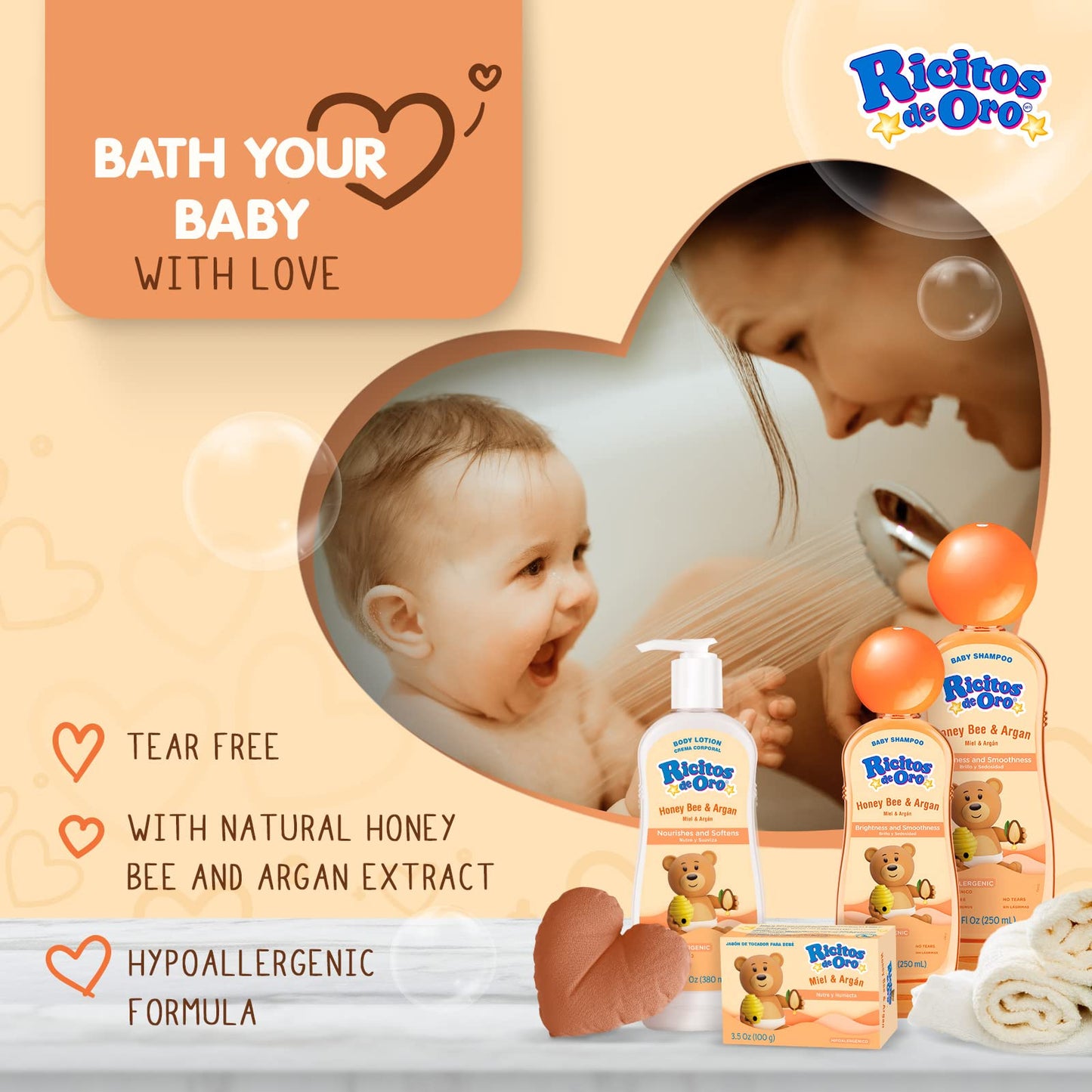 Ricitos de Oro Honey Bee Bar Soap, Hypoallergenic Bar Soap, Assists in Moisturizing Baby's Skin, Delicate Skin, 6-Pack of 3.5 Oz, 6 Bar Soaps. Beauty & Personal Care Ricitos de Oro