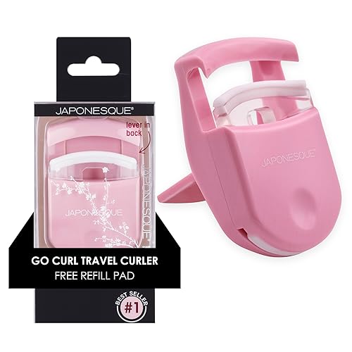 JAPONESQUE Travel Eyelash Curler, Pink - Plastic Eyelash Curlers for Travel Makeup, Go Curl Lash Curler with Bonus Replacement Lash Pad - 1 Pack Beauty & Personal Care JAPONESQUE