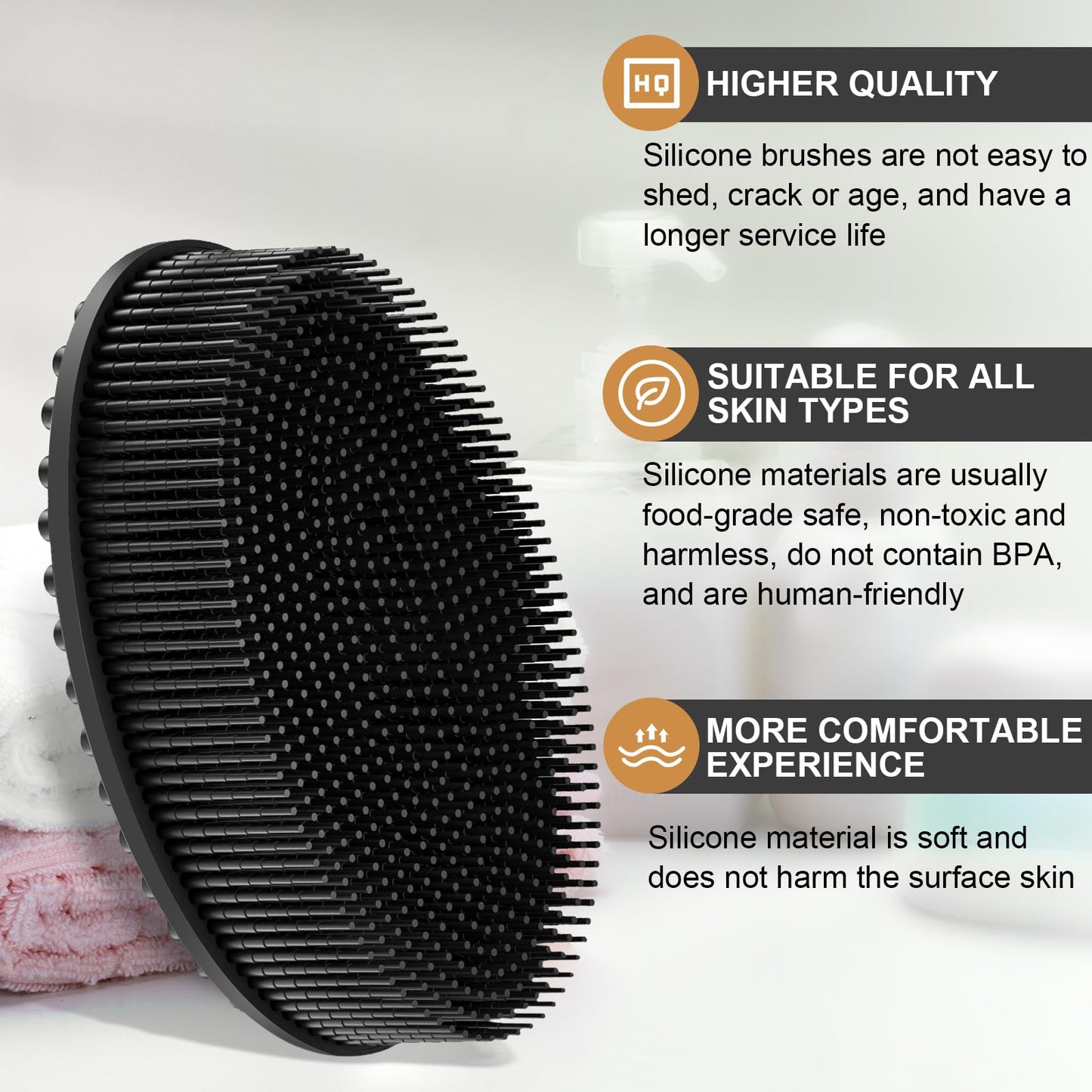 Metene Silicone Exfoliating Body Scrubber with Loop, Body Scrubber for Men and Women, Silicone Loofah for Shower, Soft for Shower Beauty & Personal Care Metene