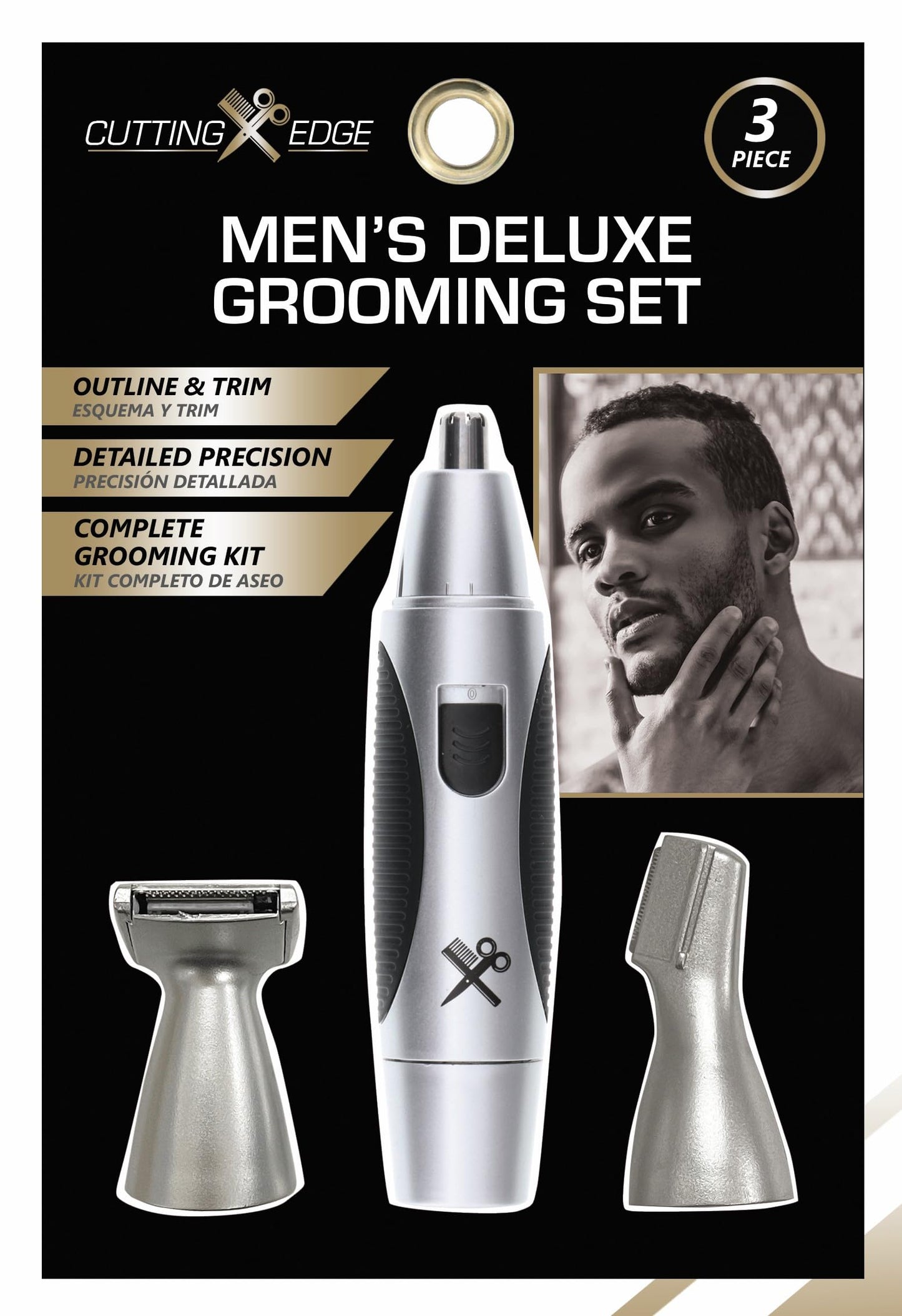 Cutting Edge Grooming Set for Men, Includes Ear and Nose Hair Trimmer and Detail Trimmer, 3 Piece Grooming Kit for Men, Trim, Detail, Outline, Great Beauty and Personal Care Cutting Edge