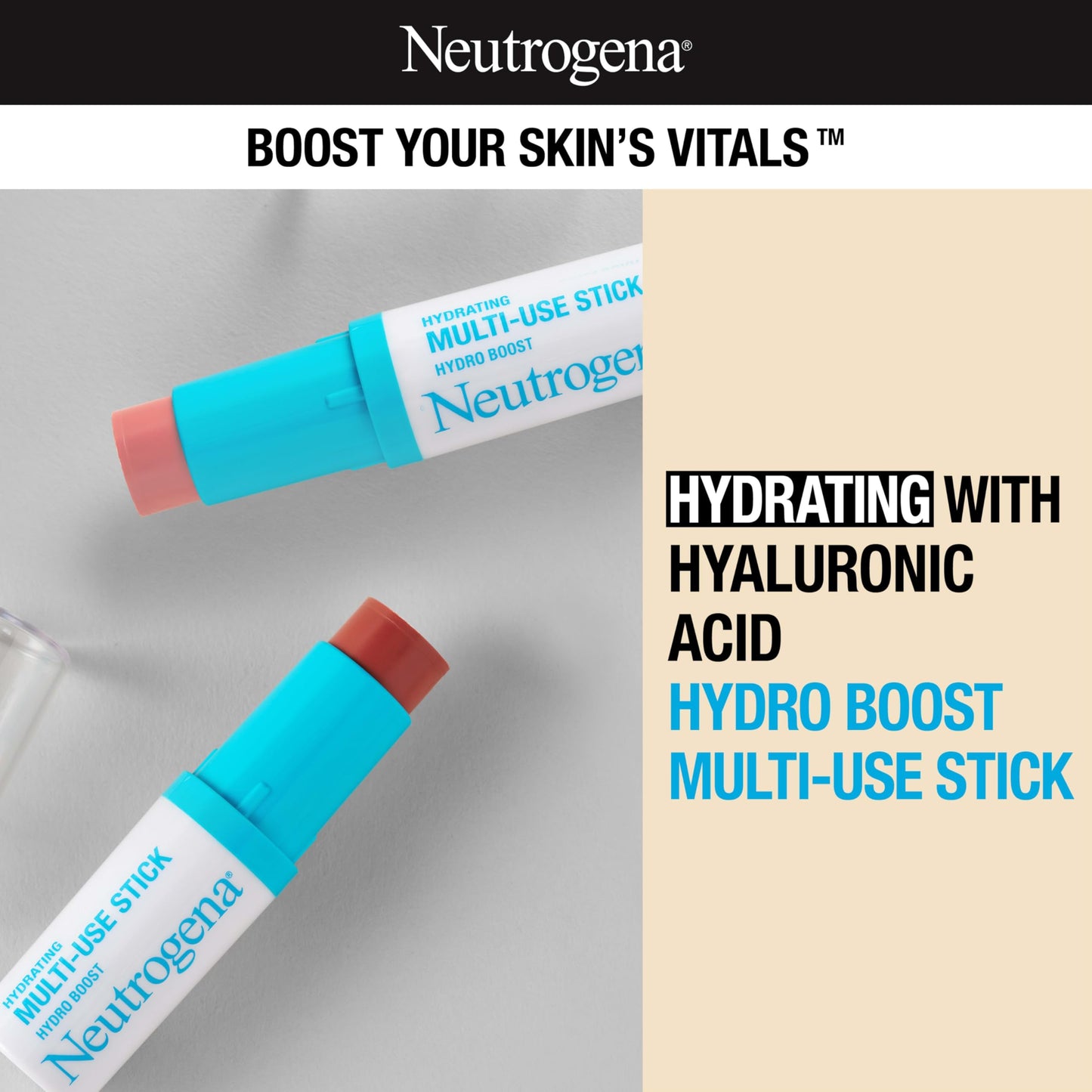 Neutrogena Hydro Boost Hydrating Multi-Use Makeup Stick with Hyaluronic Acid, Gentle Multi-Use Colored Makeup Balm to Brighten Lips, Cheeks & Eyes Beauty & Personal Care Neutrogena