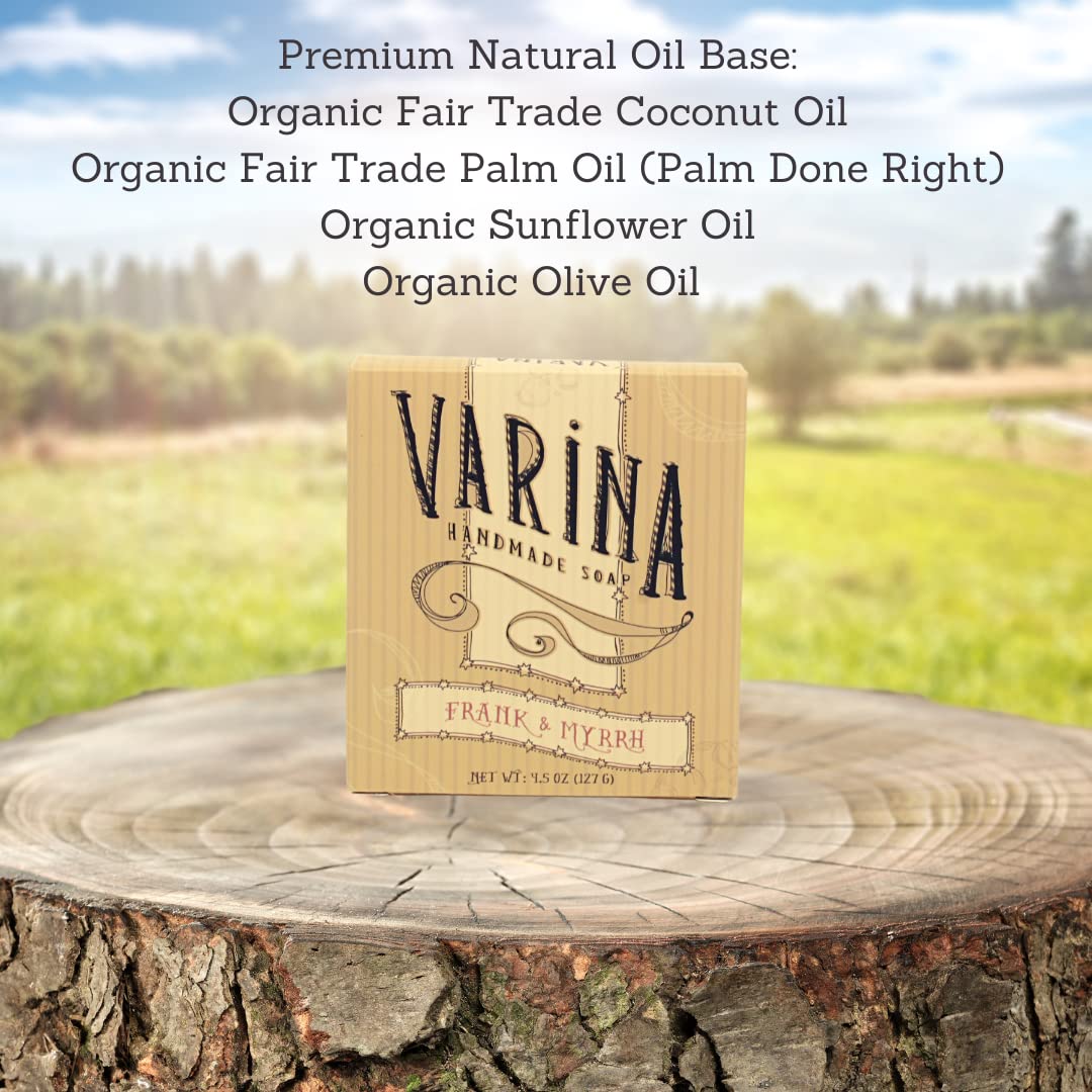 Varina Organic Frank and Myrrh Bar Soap - Gentle Cleansing for Sensitive Skin, Earthy Scents - 3 Pack - Experience Healthy and Glowing Skin Beauty & Personal Care Varina