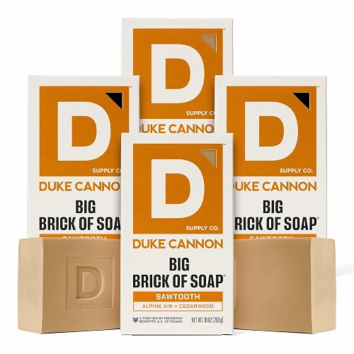 Duke Cannon Sawtooth Big Brick of Soap 4-Pack, 10 oz Each - Alpine Air & Cedarwood Scent, Large Triple-Milled Bar Soap for Men, Long-Lasting Beauty & Personal Care Duke Cannon Supply Co.
