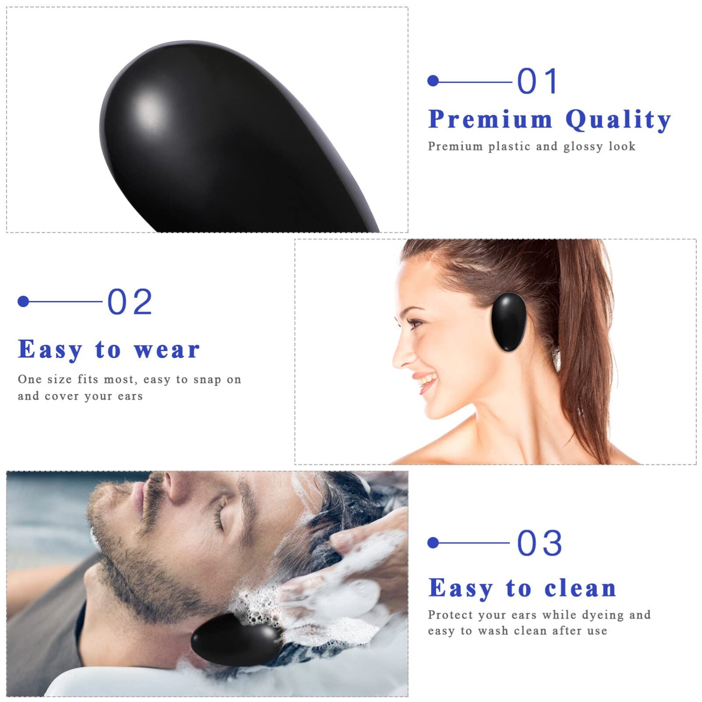 Beaupretty 10 Pairs Hair Dye Ear Covers Plastic Hair Salon Earmuffs Ear Protector Ear Caps Black Beauty and Personal Care Beaupretty