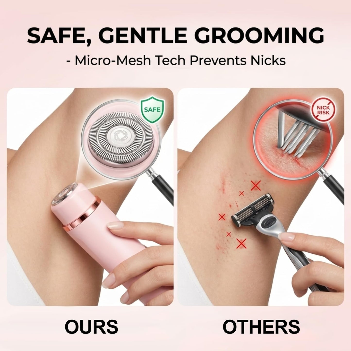 VELOZ 2-in-1 Bikini Trimmer for Women, Dual Head Electric Razor for Bikini Line, Face, Legs & Underarms, IPX7 Waterproof Cordless Shaver for Wet & Dry Beauty and Personal Care VELOZ