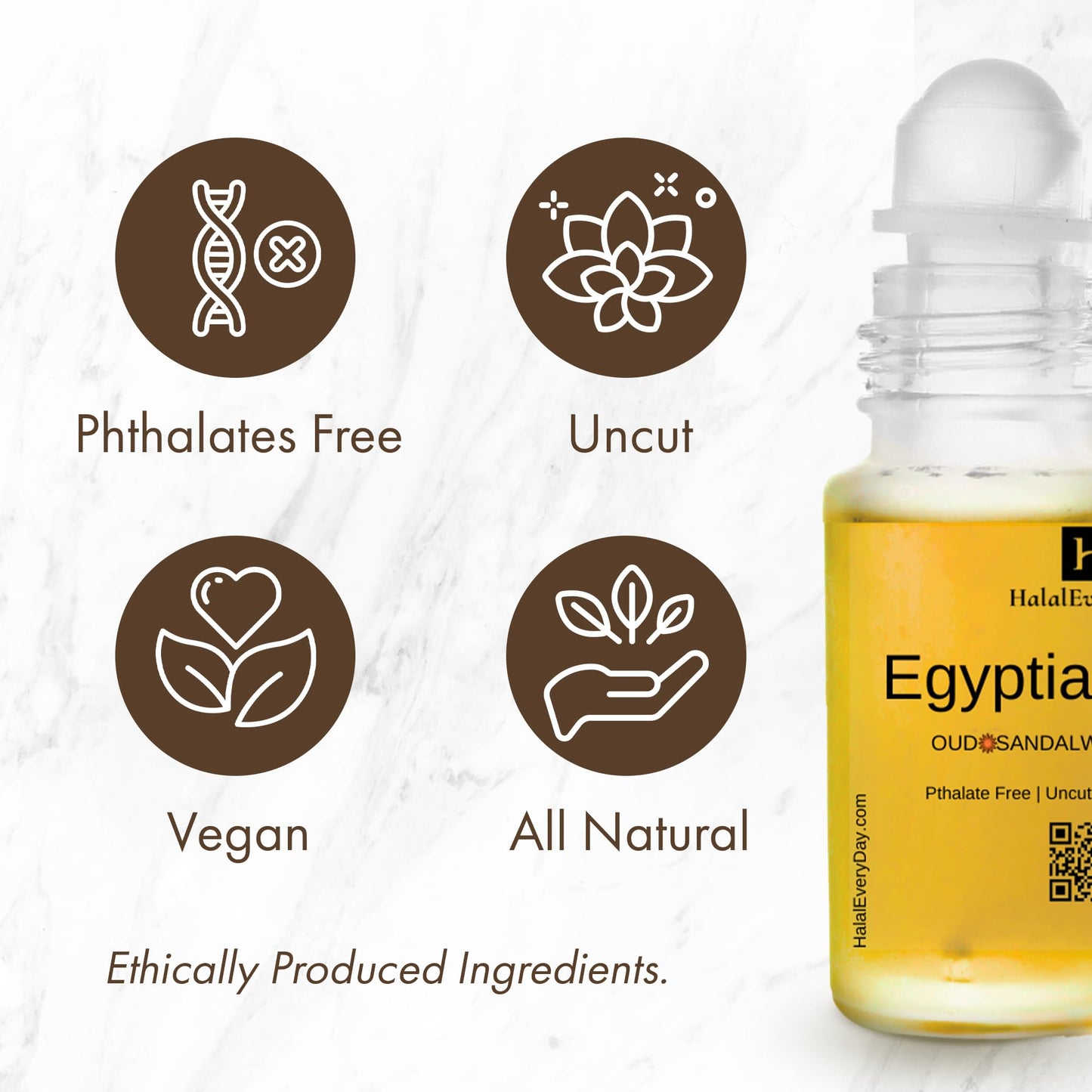 Egyptian Musk Body Oil - 1 oz Glass Roll-On Bottle | Alcohol-Free & DPG-Free Perfume Oil for Body, Hair & Skin by Halal Everyday Beauty & Personal Care HalalEveryDay