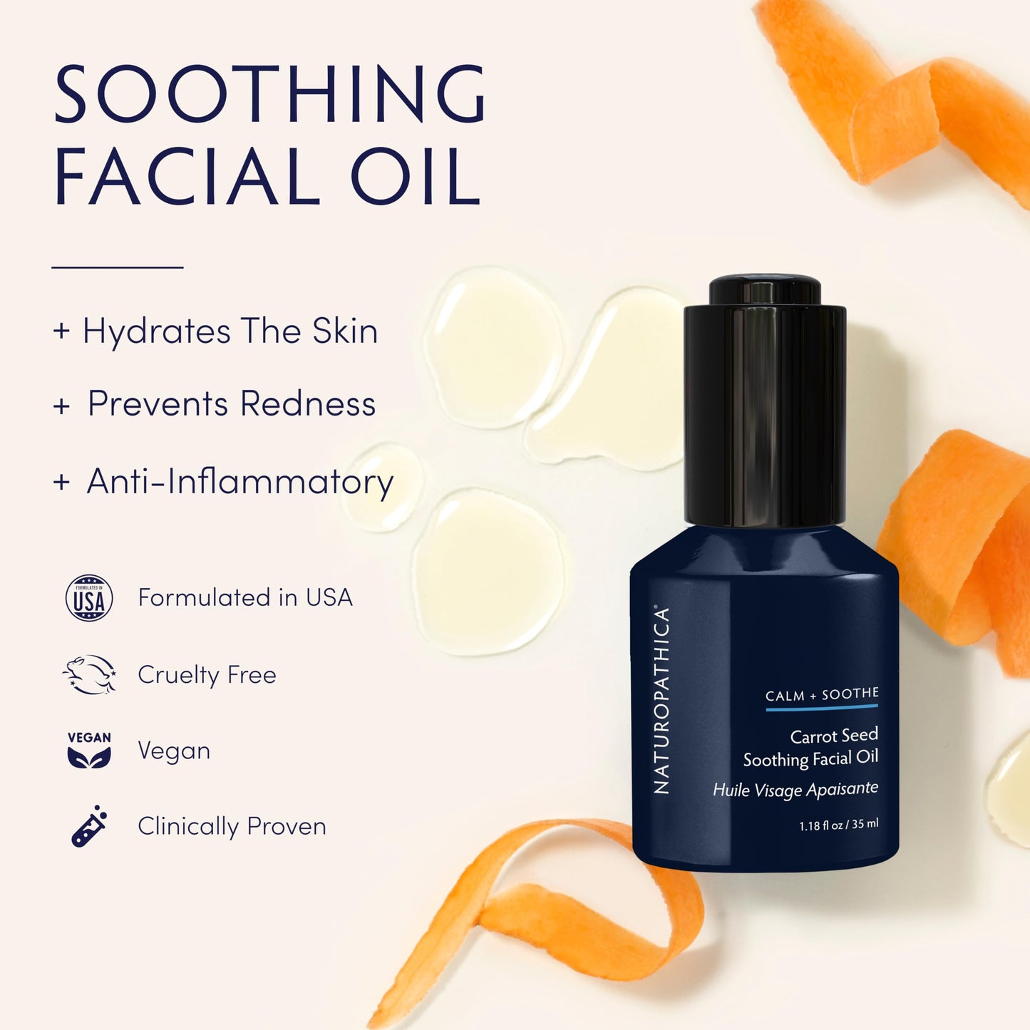 Naturopathica Carrot Seed Soothing Facial Oil, Rejuvenating Face Oil to Help Prevent Redness & Protect Skin, Hydrating Antioxidant Oil for Face, 1.18 Beauty & Personal Care Naturopathica