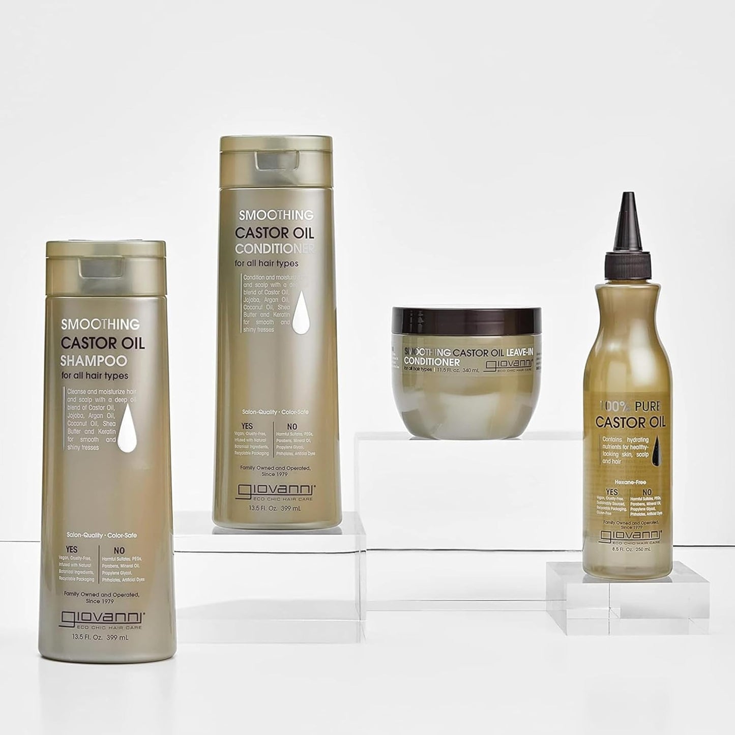 GIOVANNI Castor Oil Trio - Shampoo, Conditioner, & Castor Oil, All Hair Types, Moisturize Hair & Scalp, Hydrate & Tame Frizz, Jojoba, Argan Oil Beauty & Personal Care GIOVANNI