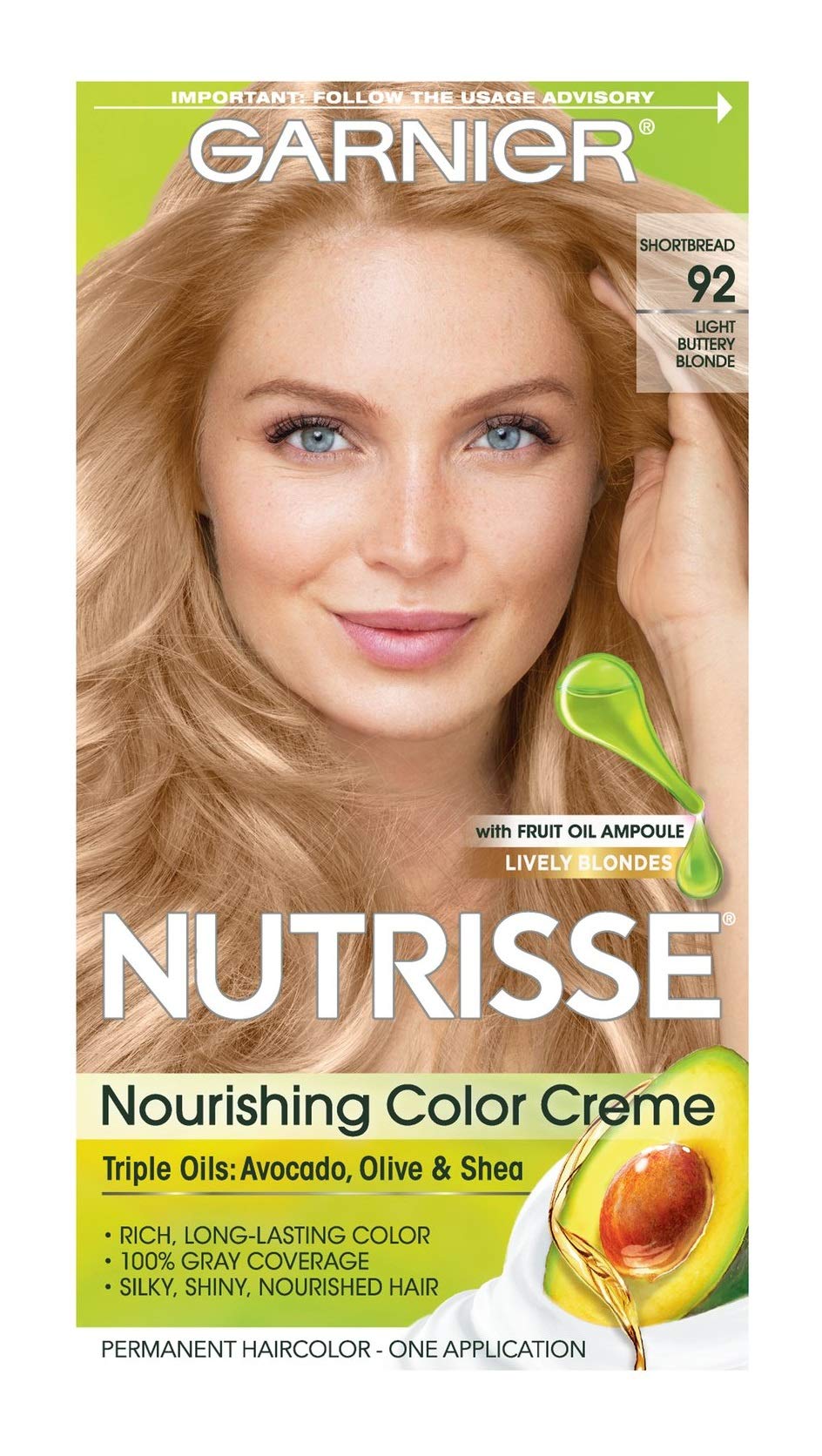 Garnier Nutrisse Nourishing Hair Color Creme, 92 Light Buttery Blonde (Packaging May Vary)