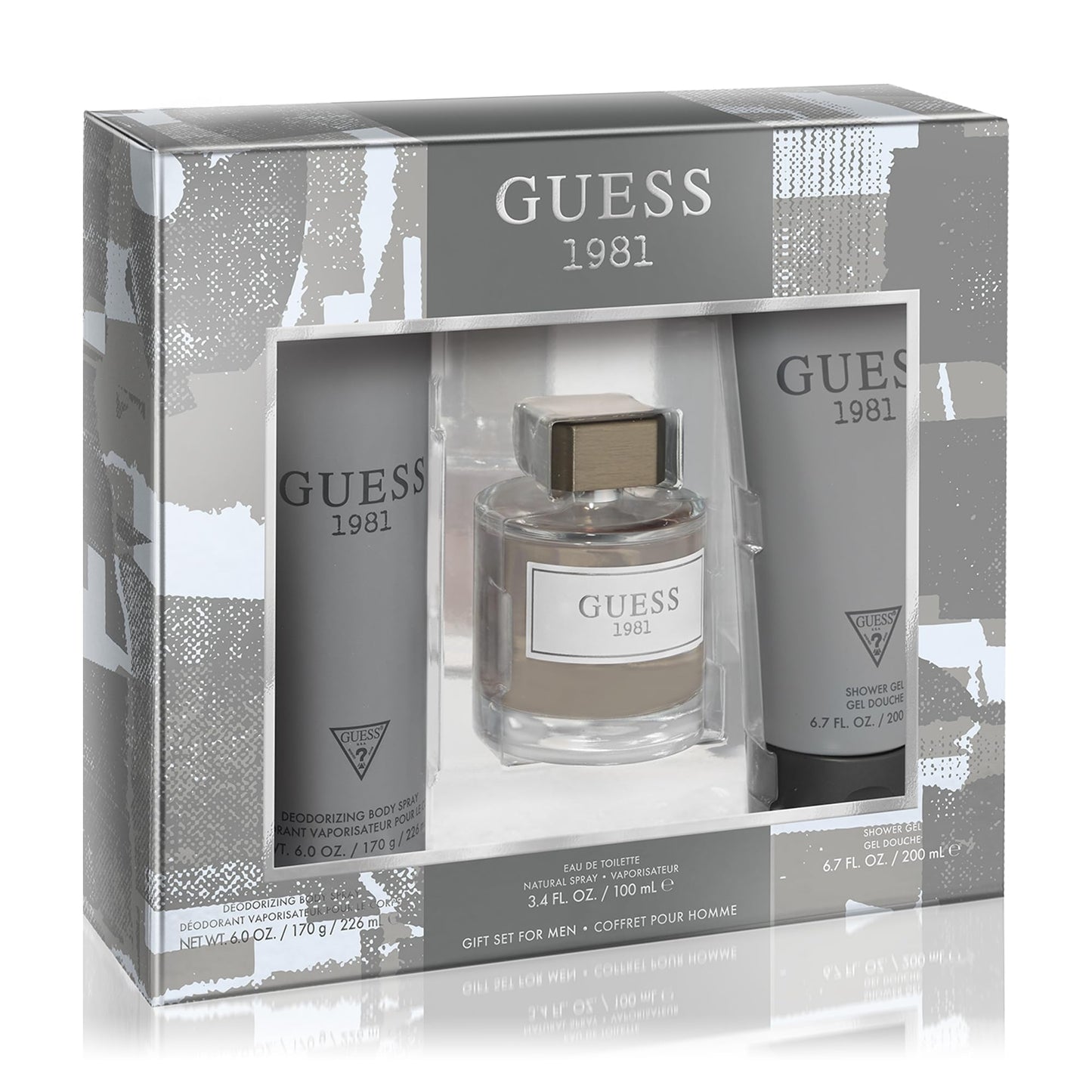 GUESS 1981 Men/Homme Eau de Toilette 3 Piece Gift Set - Cologne Spray 3.4 Fl. Oz., Deodorizing Body Spray 6.0 Oz., & Shower Gel 6.7 Fl. Oz. Beauty & Personal Care GUESS