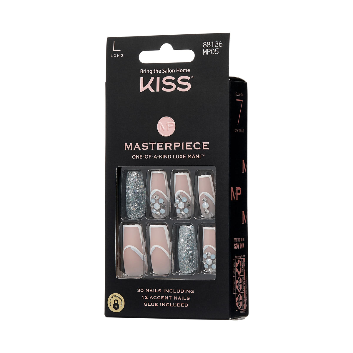 KISS Masterpiece One-Of-A-Kind Luxe Manicure - Long, Square - Members Only, Waterproof, Durable, Flexible, No Damage, Trendy & Intricate Nail Art From