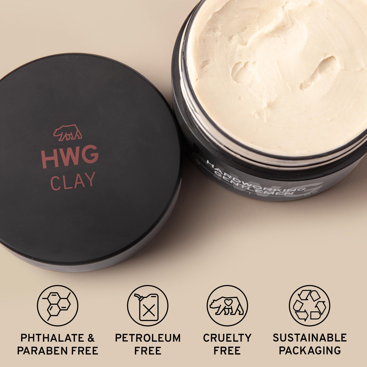 Hardworking Gentlemen - Medium Hold Hair Clay - Mens Hair Clay - ALL NATURAL ingredients - Matte Finish - Holds All Day - 2oz. (Medium Hold) Beauty & Personal Care Hardworking Gentlemen