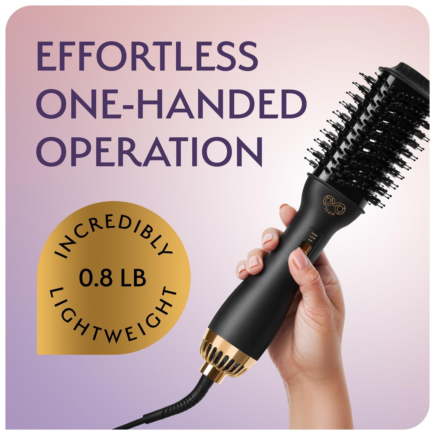 Professional Blowout Hair Dryer Brush, Black Gold Dryer and Volumizer, Hot Air Brush for Women, 60MM Oval Shape Beauty & Personal Care OMOteam
