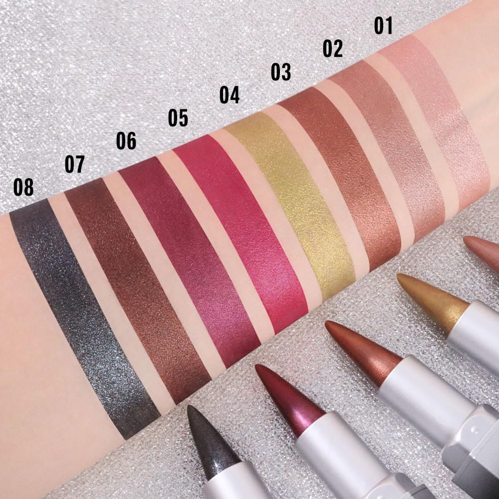 evpct Shimmery Metallic Lip Liner and Lipstick Combo, Cone Tip Lip Crayon for Women Long Lasting Waterproof, Metal Shinny Hydrating Lipstick Makeup Beauty and Personal Care evpct