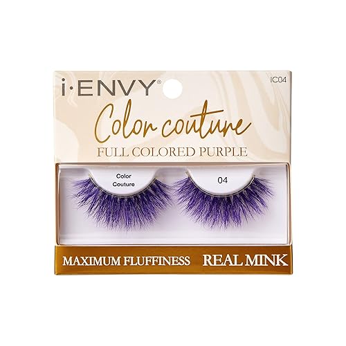 iENVY False Eyelashes Real Mink Color Couture Full Colored Lashes Maximum Fluffiness and Volume Fake Eyelashes (Purple) Beauty & Personal Care i•ENVY