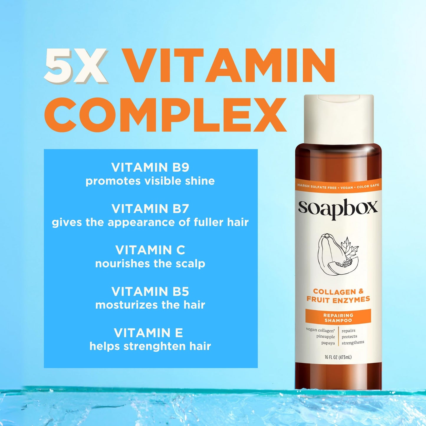 Soapbox Collagen & Fruit Enzymes Shampoo & Conditioner Set, Protects, Repairs & Strengthens Hair - Clean Ingredients Free of Harsh Chemicals Beauty & Personal Care Soapbox