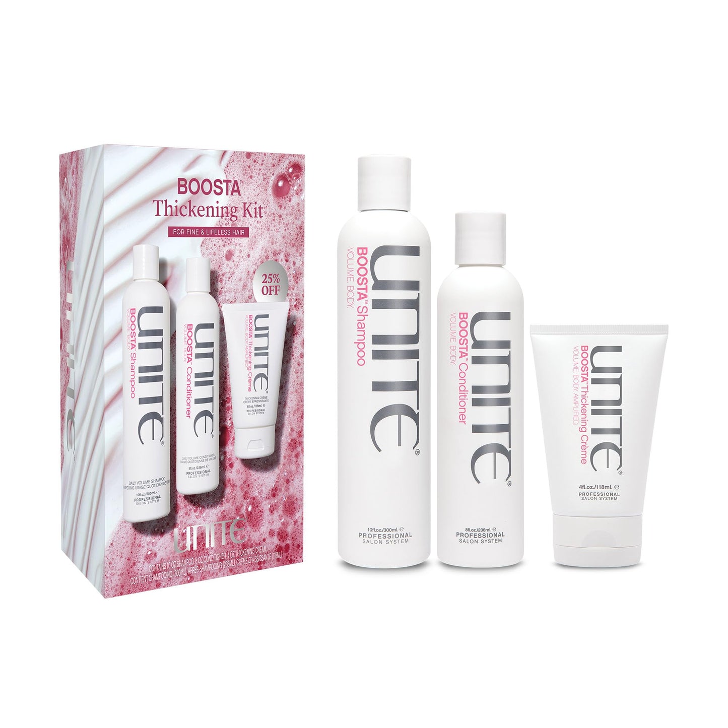 UNITE Hair - BOOSTA Volumizing Shampoo, Conditioner & Thickening Crème Set for Fine, Thin Hair - Builds Body, Fullness & Shine - Lightweight, Color Beauty & Personal Care UNITE