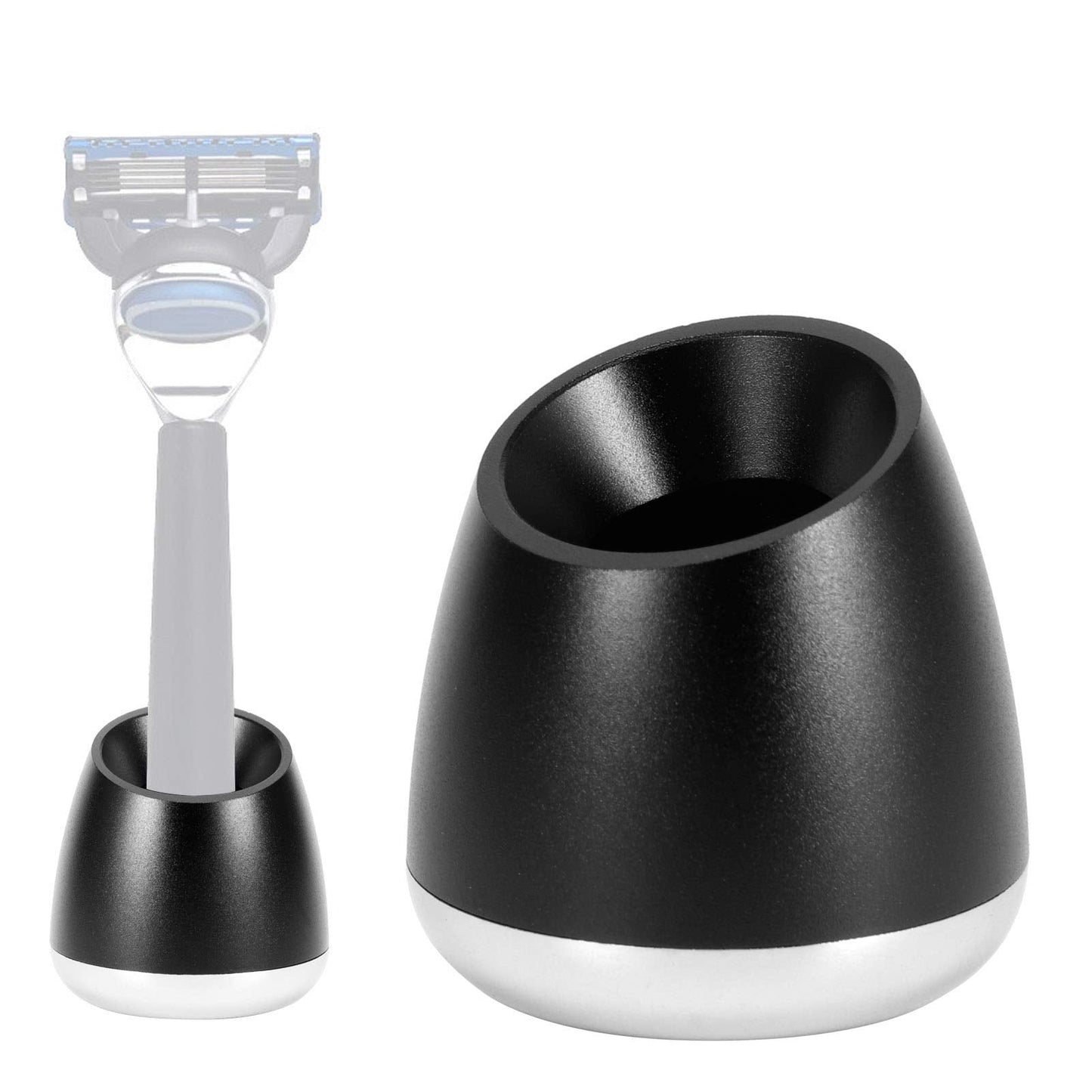 equlup Shaver Stand, 39x40mm/1.5x1.6in Aluminum Safety Razor Holder with Drain Holes Anti Slip Base Men Manual Shaver Storage for Bathroom Countertop Beauty and Personal Care equlup