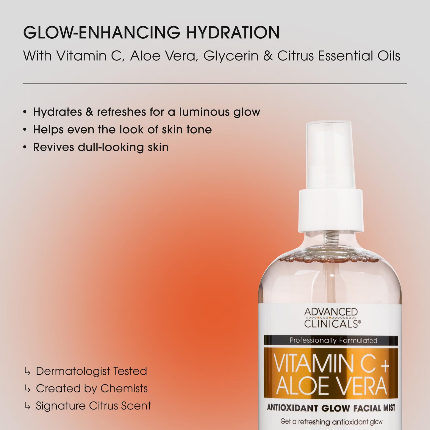 Advanced Clinicals Vitamin C Face Toner + Ferulic Acid & Rosewater, Antioxidant Facial Mist Spray For Face, Skin Refreshing, Hydrating, & Non-Greasy Beauty & Personal Care Advanced Clinicals