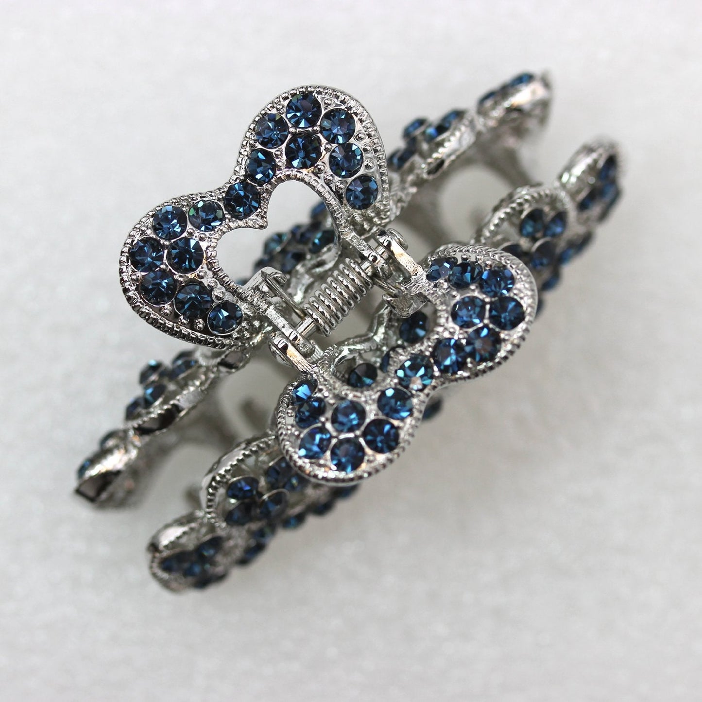 Faship Navy Blue Rhinestone Crystal Floral Hair Claw Clips Beauty & Personal Care Faship