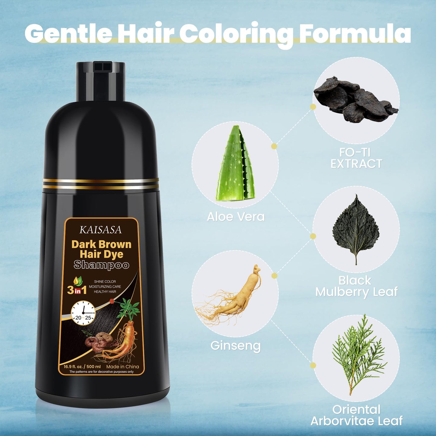 IIIMEIDU KAISASA Dark Brown Hair Dye Shampoo for Gray Hair, Semi Permanent Hair Color Shampoo for Women Men, Grey Coverage 500ml Beauty and Personal Care IIIMEIDU