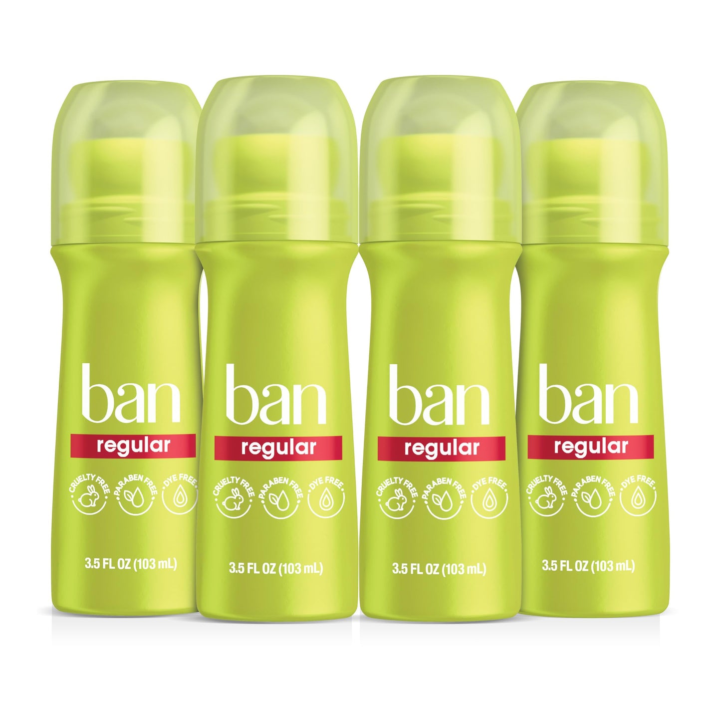 Ban Invisible Roll-on Antiperspirant Deodorant for Women and Men, 24-hour Underarm Odor & Sweat Protection, Regular Scent, 3.5 Oz, Pack of 4 Beauty and Personal Care Ban
