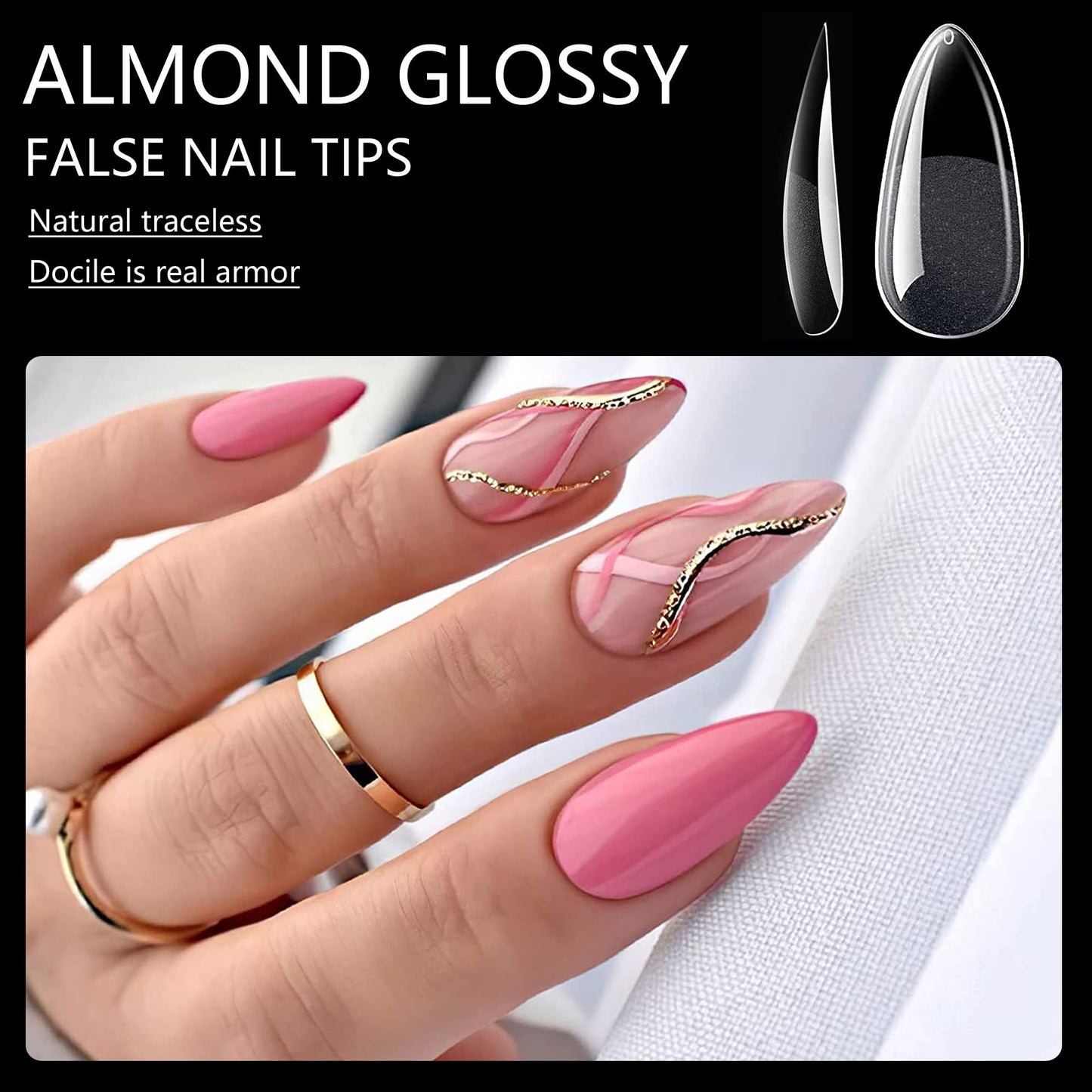AddFavor 240pcs Almond Nail Tips Clear Full Cover Medium Length Short Almond Fake Nails Acrylic Gel Nail Tips for Salon and Home Nail Art Manicure 12 Beauty & Personal Care AddFavor