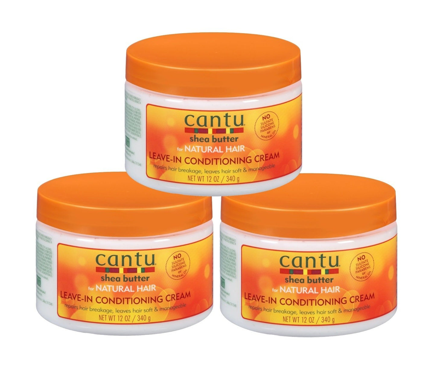 Cantu Natural Hair Leave-In Conditioner Cream Jar 12 Ounce (354ml) (3 Pack) Beauty & Personal Care Cantu