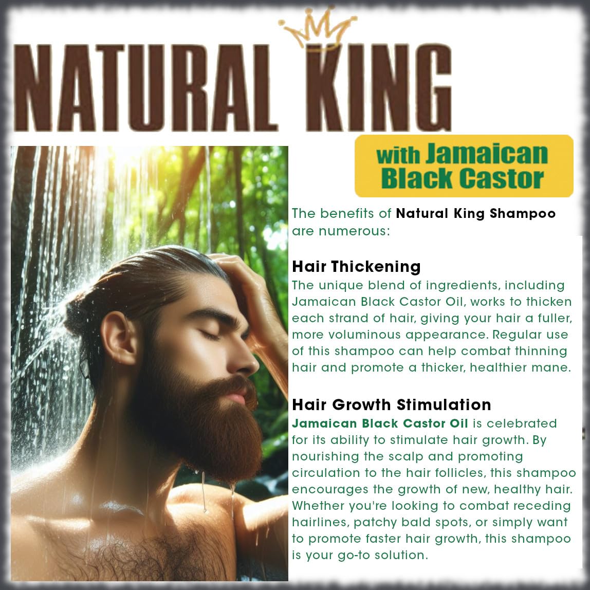 SFC Natural King Jamaican Black Castor Oil Shampoo for Men 33.8 oz. - Men's Cleansing Shampoo that Thickens Hair, Strengthens Hair and Boosts Growth