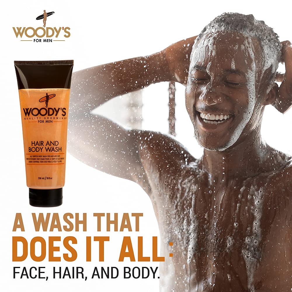 Woody's Hair and Body Wash for Men - 2-in-1 Cleanser & Body Wash, Deep Cleansing, Hydrating, Refreshing Scent, Sulfate-Free, 10 fl oz, 1 Pack Beauty & Personal Care Woody's