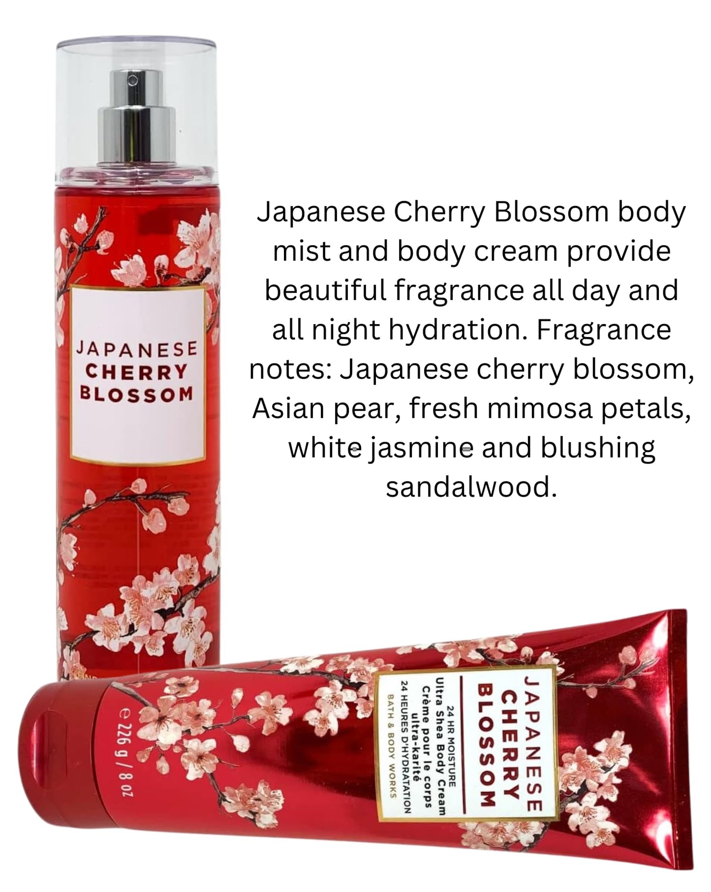 Bath & Body Works Fine Fragrance Mist & Ultra Shea Body Cream Japanese Cherry Blossom 2 Piece Set Full Size 8oz. Beauty & Personal Care Bath & Body Works