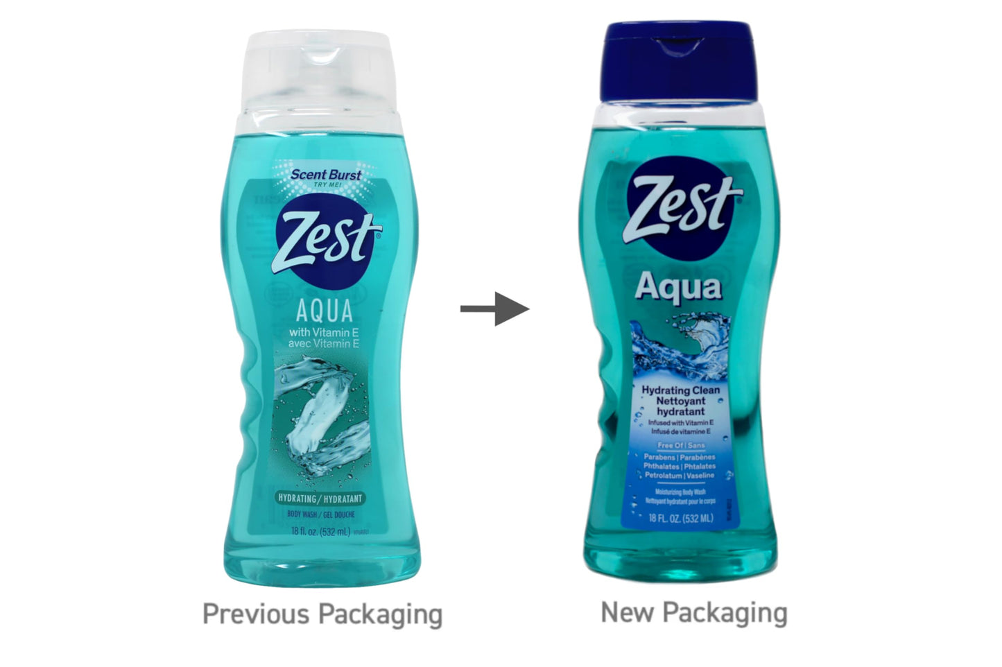Zest Hydrating Body Wash - Aqua - Moisturizing Body Wash for Men and Women - Bath Soap with Vitamin E - Gentle Paraben Free Formula - 6 pc Beauty & Personal Care Zest