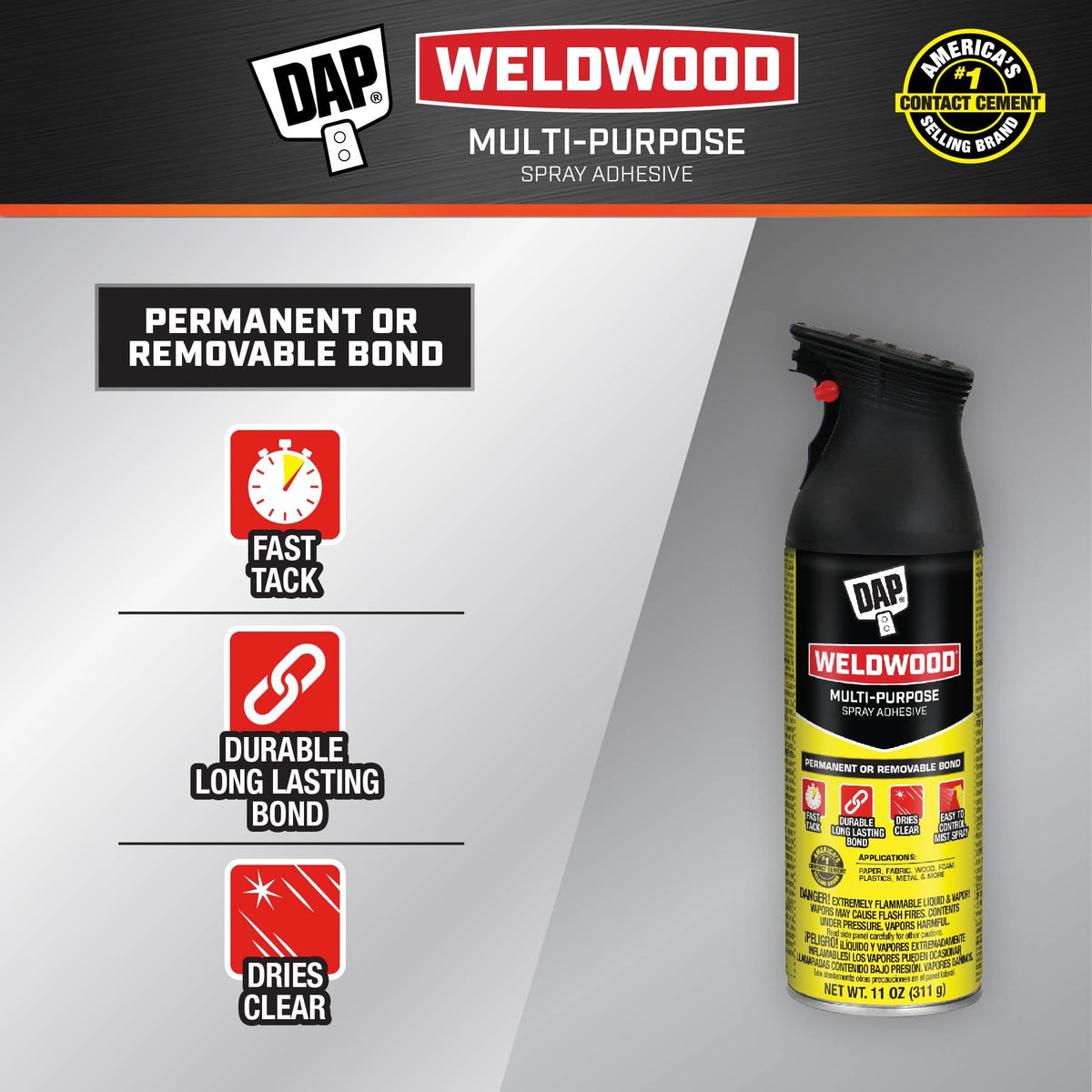 DAP Weldwood Multi-Purpose Spray Adhesive, Clear, 11 oz (7079800124) Beauty & Personal Care DAP