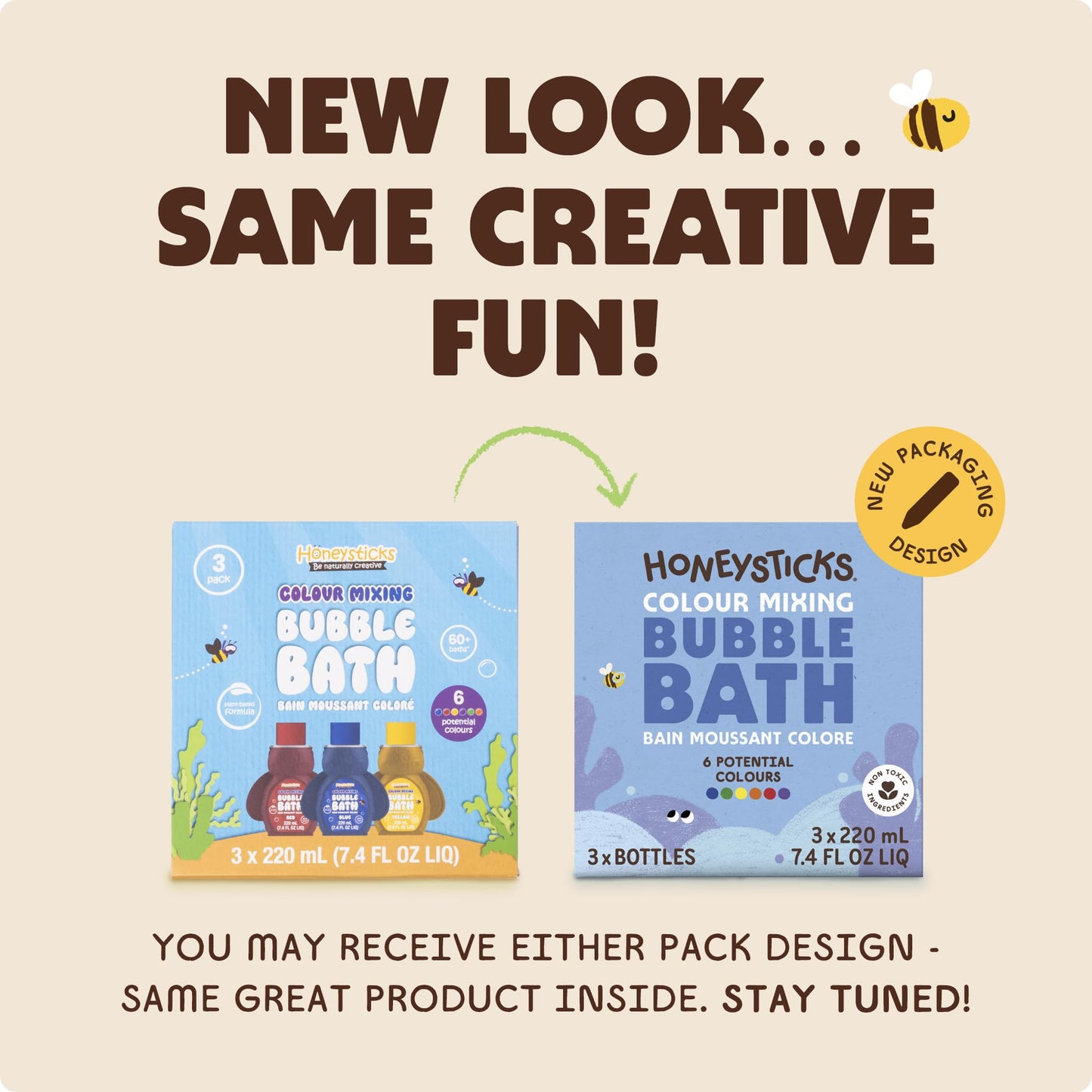 Honeysticks Kids Bubble Bath 3 Pk (Blue, Red, Yellow): Non-Toxic, Plant Based, Non Irritating - Changes Water Color and Creates Super Foaming Bath Beauty and Personal Care Honeysticks