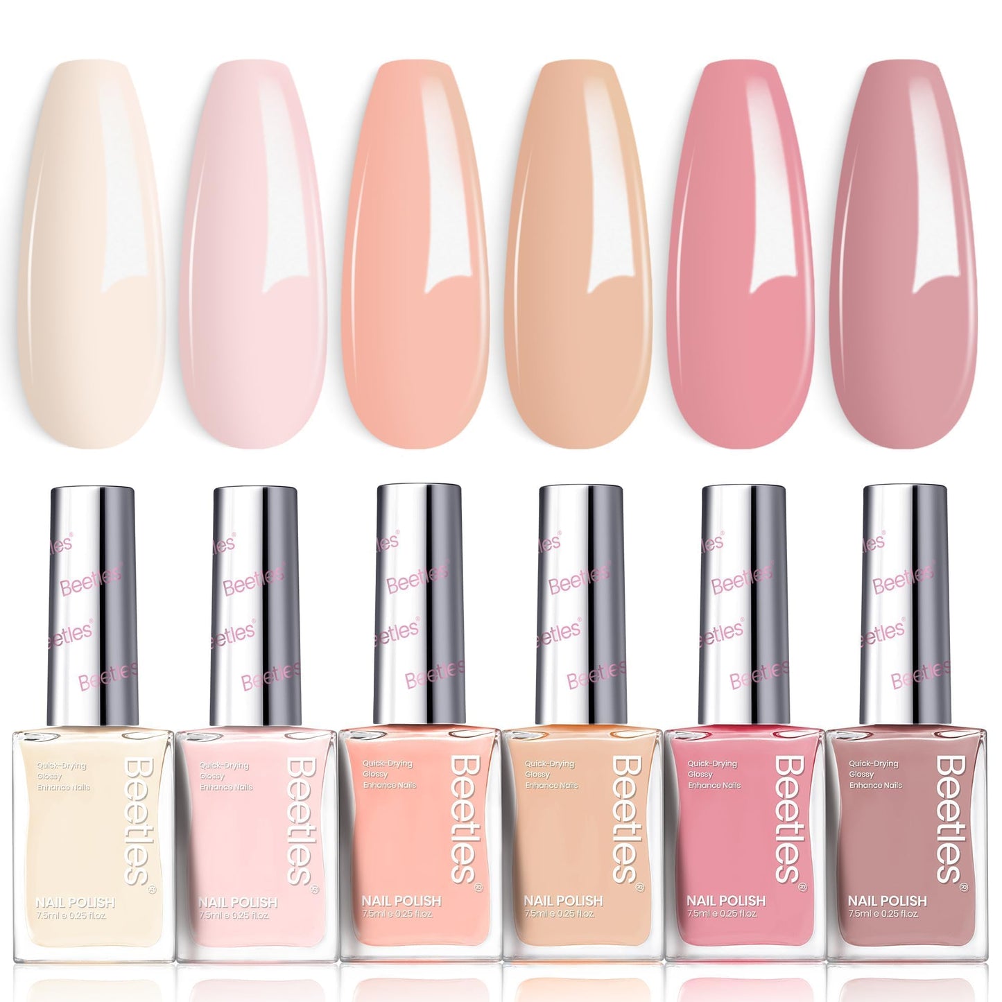 Beetles Nail Polish Set - Vanilla Cloud, 6 Corlors Nude Pink Nail Polish Quick Dry, Long-Lasting Pastel Nails for Spring & Summer Nails Art Effect Beauty and Personal Care beetles Gel Polish Default Title