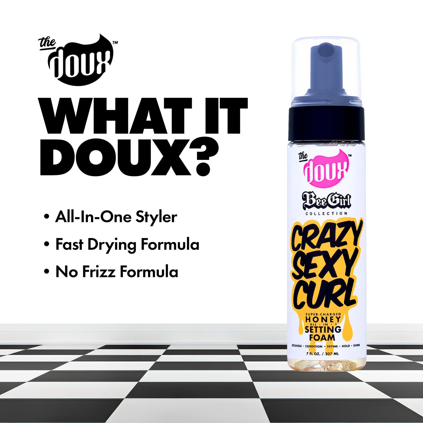 The Doux CRAZYSEXYCURL Honey Setting Foam - Curly Hair Mousse - All-in-One Styler for All Hair Types - 7 oz Beauty & Personal Care The Doux
