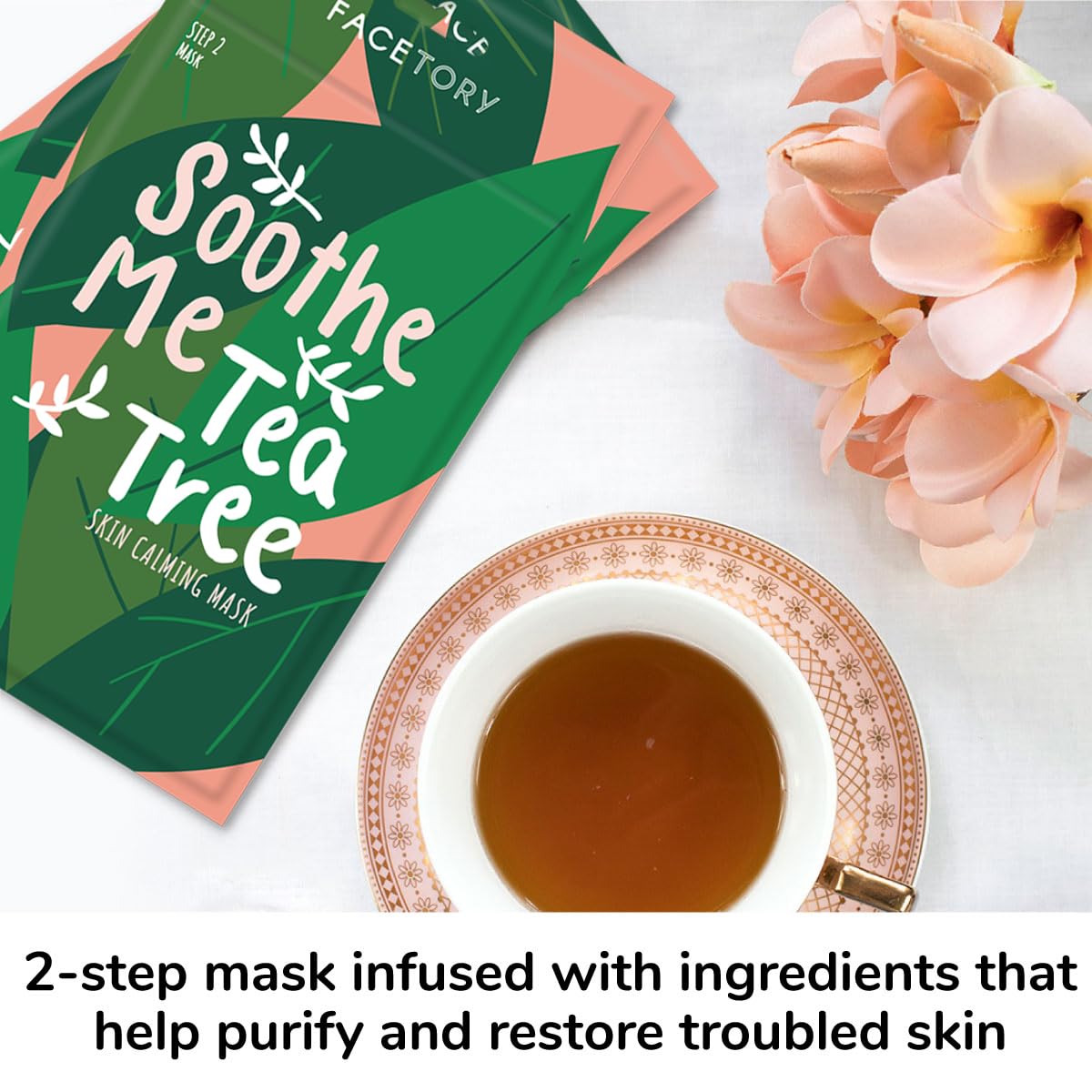 FACETORY K Beauty Face Mask Skin Care - Soothe Me Tea Tree 2-Step Sheet Mask with Tea Tree Extract & Chamomile + Soothing Ampoule | Skin Calming, Acne Beauty & Personal Care FACETORY
