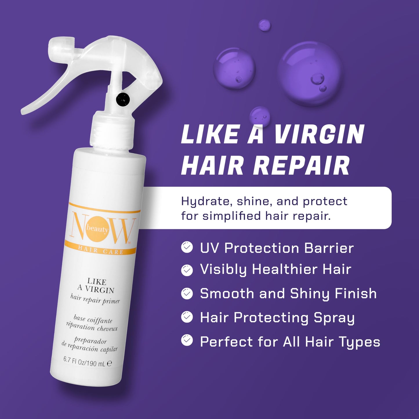 NOW BEAUTY Like A Virgin Hair Repair - Hair Lotion for Dry, Damaged Hair - Reverts Hair to a Soft, Smooth, Healthy State - Vegan - For Men & Women Beauty & Personal Care NOW BEAUTY