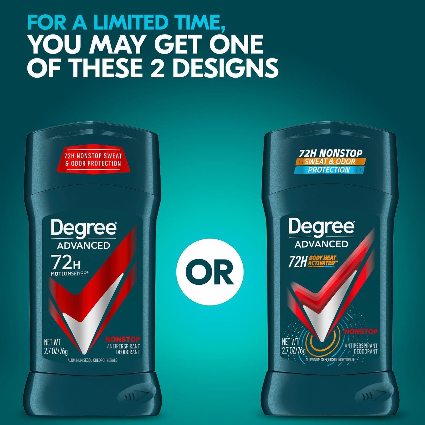 Degree Men Antiperspirant Deodorant Nonstop 72-Hour Sweat and Odor Protection Antiperspirant For Men With Body Heat Activated Technology 2.6 oz Beauty and Personal Care Degree