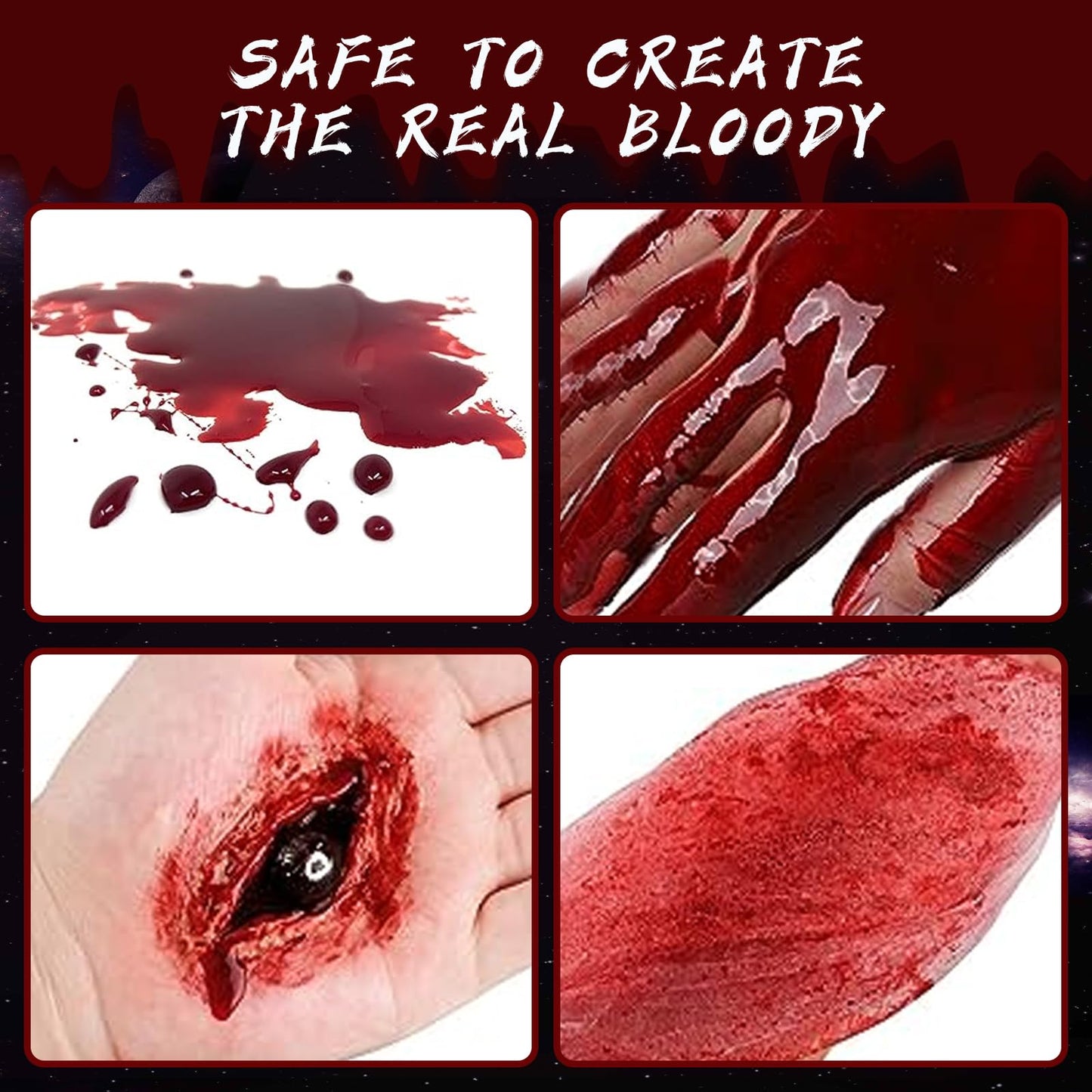 2 PACK Blood Splatter Fake Blood Washable,Halloween Fake Blood Spray Eye Blood Drops Body Paint,Fake Blood for Clothes and Zombie Monster Vampire Beauty & Personal Care Js2U ZW