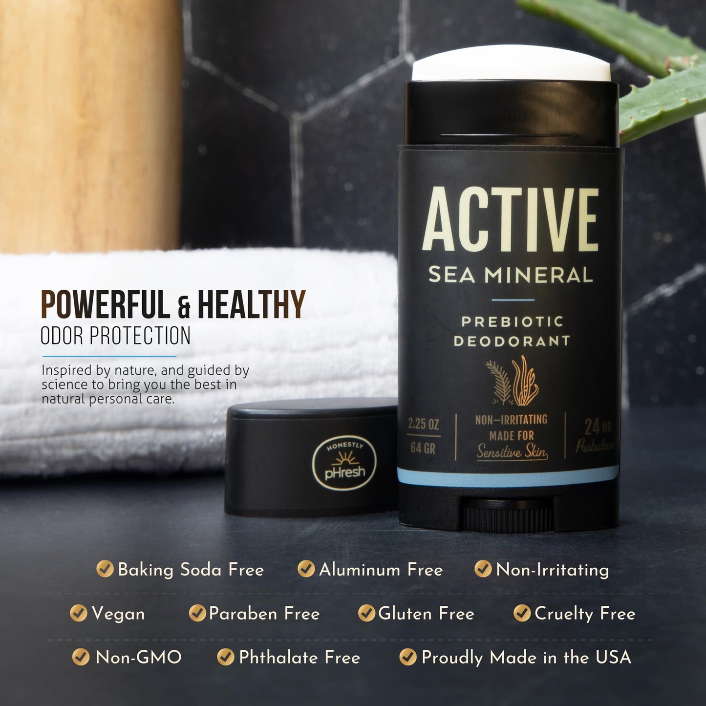 Honestly pHresh Prebiotic Natural Deodorant for Men - Aluminum & Baking Soda Free with 24 Hour Odor Protection. Clean Vegan Deodorant for Sensitive Beauty and Personal Care Honestly pHresh