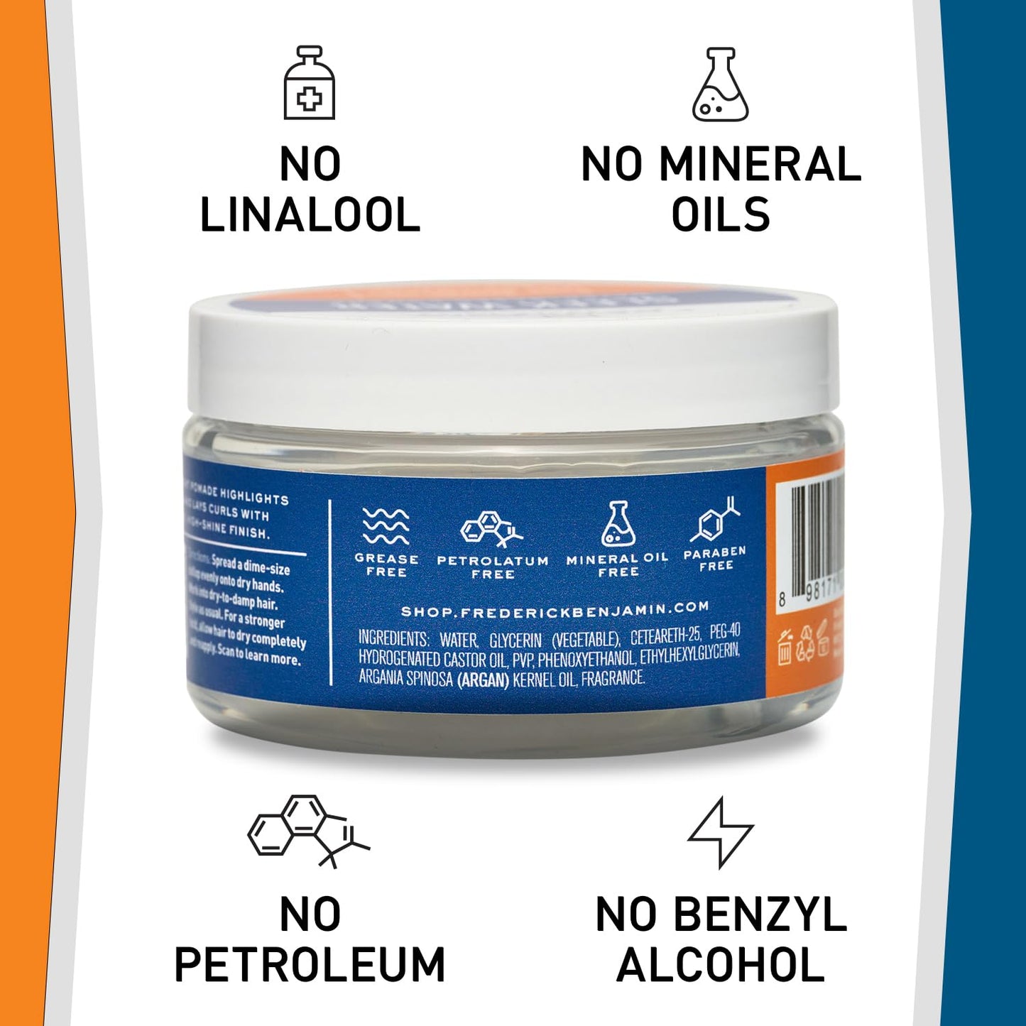Frederick Benjamin Sleek Water Pomade for Men, Light & Easy to Apply Water Based Hair Pomade, Medium to Strong Hold, High Shine, Grease Free, Infused Beauty & Personal Care Frederick Benjamin