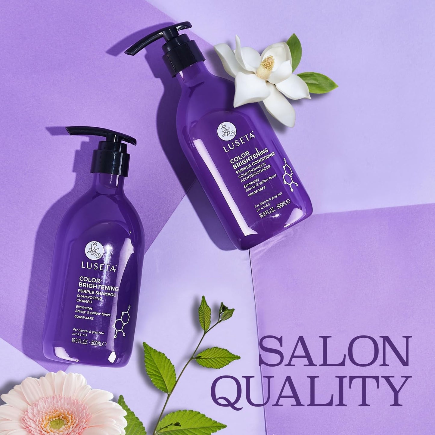 Luseta Purple Shampoo and Conditioner Set for Blonde, Gray - Color Treated Hair - Sulfate Free Paraben Free - Infused with Cocos Nucifera Oil Beauty & Personal Care L LUSETA