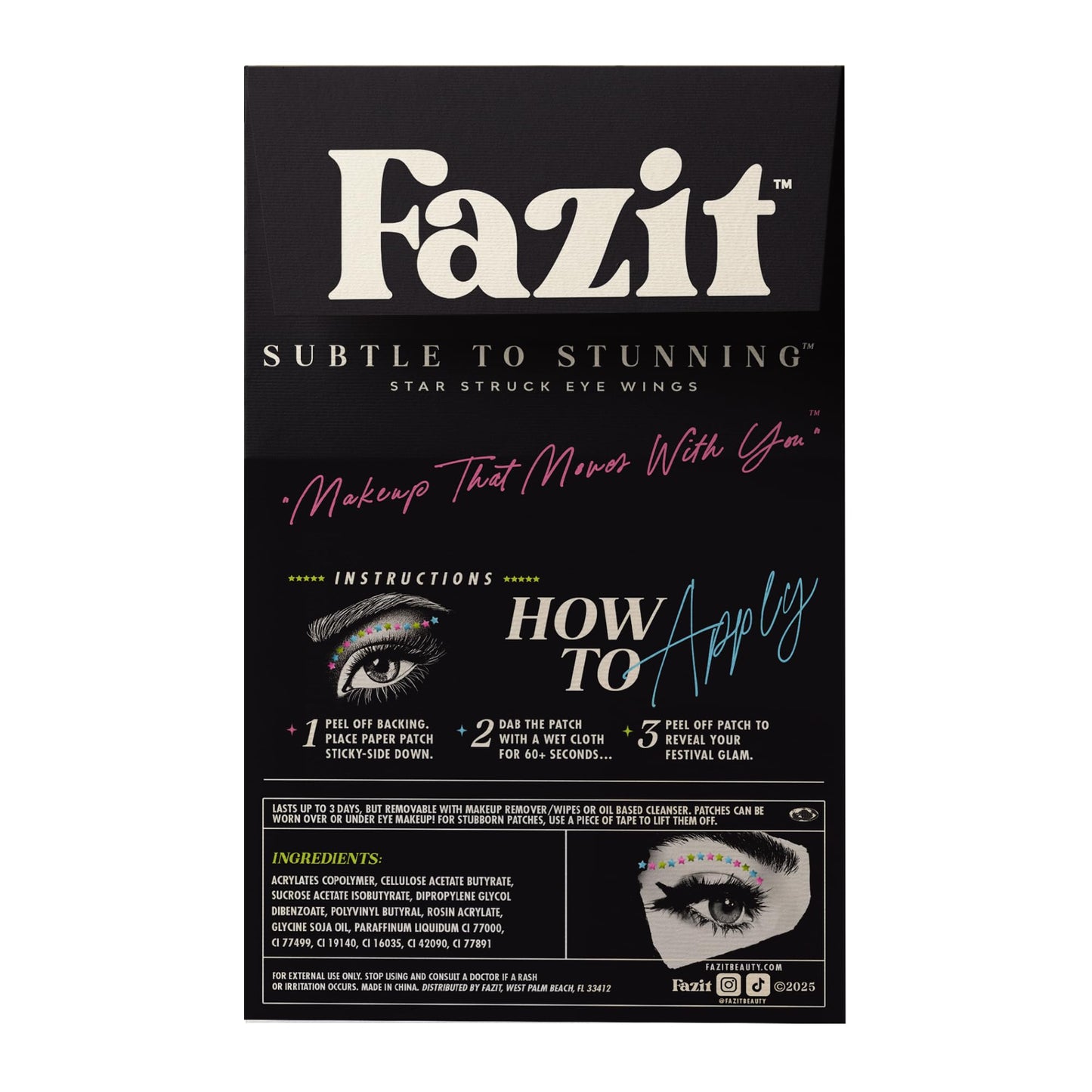 Fazit Makeup Patches - Star Struck Eye Wings - Glow Up Make-Up Patches - Cute Glitter Makeup Accessories for Women - Cosmetic Glitter for Face Beauty & Personal Care Fazit