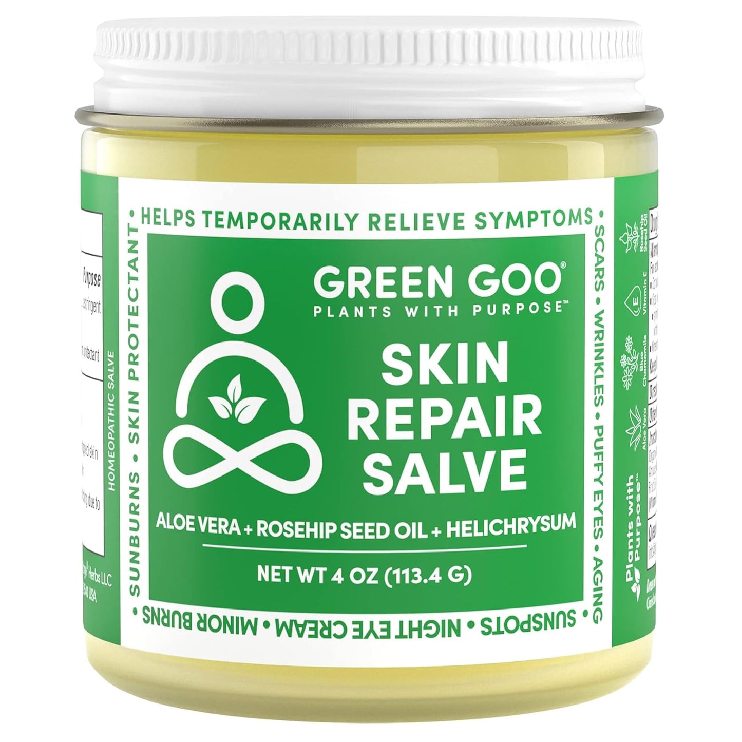 Green Goo Skin Repair Healing Salve, Natural Body & Face Moisturizer with Aloe Vera, Improves Skin's Appearance, Great for Scarring & Wrinkles, 4 Oz Beauty & Personal Care Green Goo