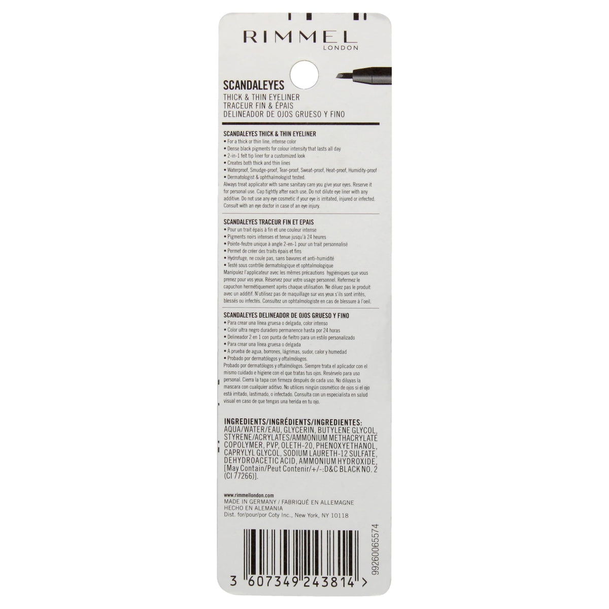 Rimmel London Scandaleyes Thick & Thin Eyeliner, Waterproof, Intensely Pigmented, Long-Wearing, 002, Black, 0.04oz Beauty & Personal Care Rimmel