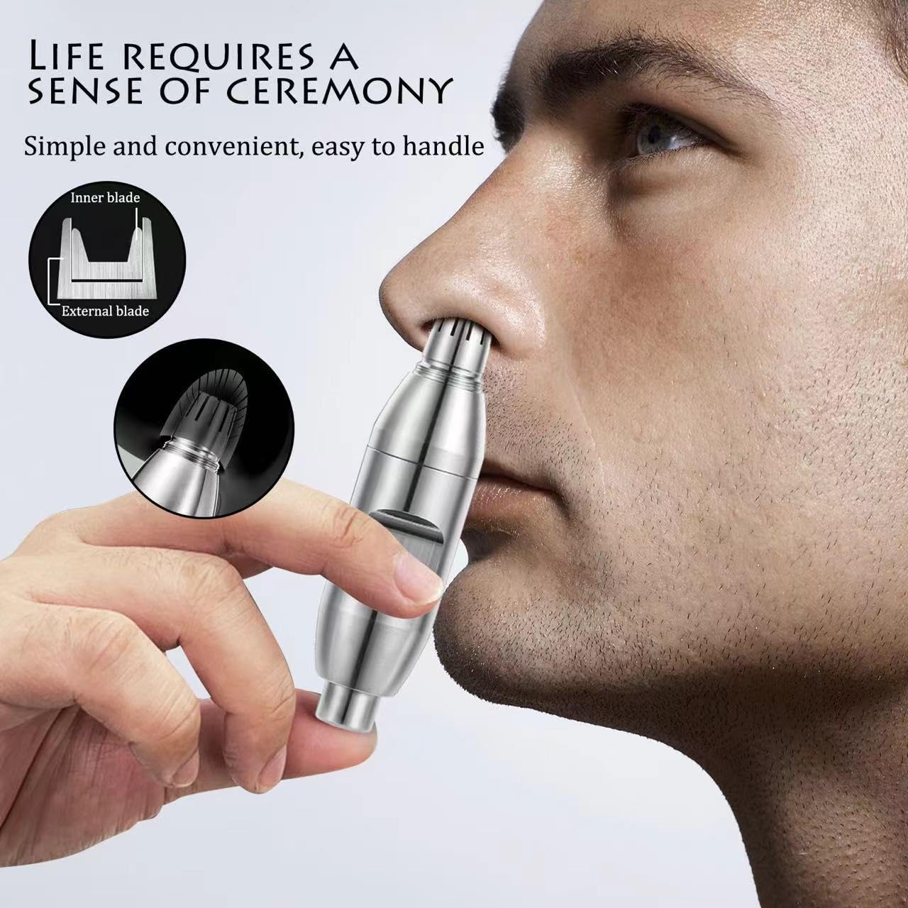 Nose Hair Trimmer for Manual, Battery-Free, Stainless, Waterproof, Painless Beauty and Personal Care tongtonglovely