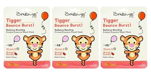 The Creme Shop x Pooh & Friends Radiant Glow, Revitalizing Youth, Soothing Skincare - Vitamin C, Niacinamide, Rose Water Sheet Masks - BOUNCE BURST! Beauty & Personal Care The Crème Shop