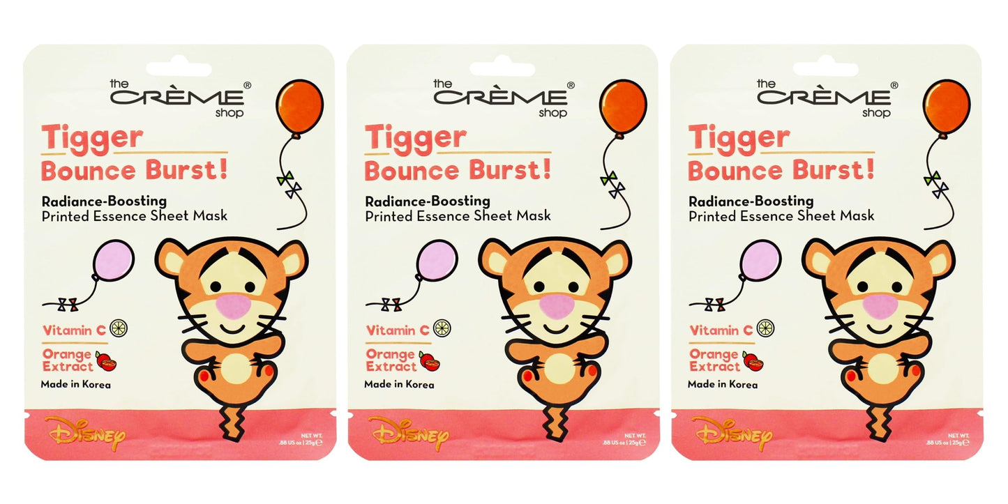 The Creme Shop x Pooh & Friends Radiant Glow, Revitalizing Youth, Soothing Skincare - Vitamin C, Niacinamide, Rose Water Sheet Masks - BOUNCE BURST! Beauty & Personal Care The Crème Shop
