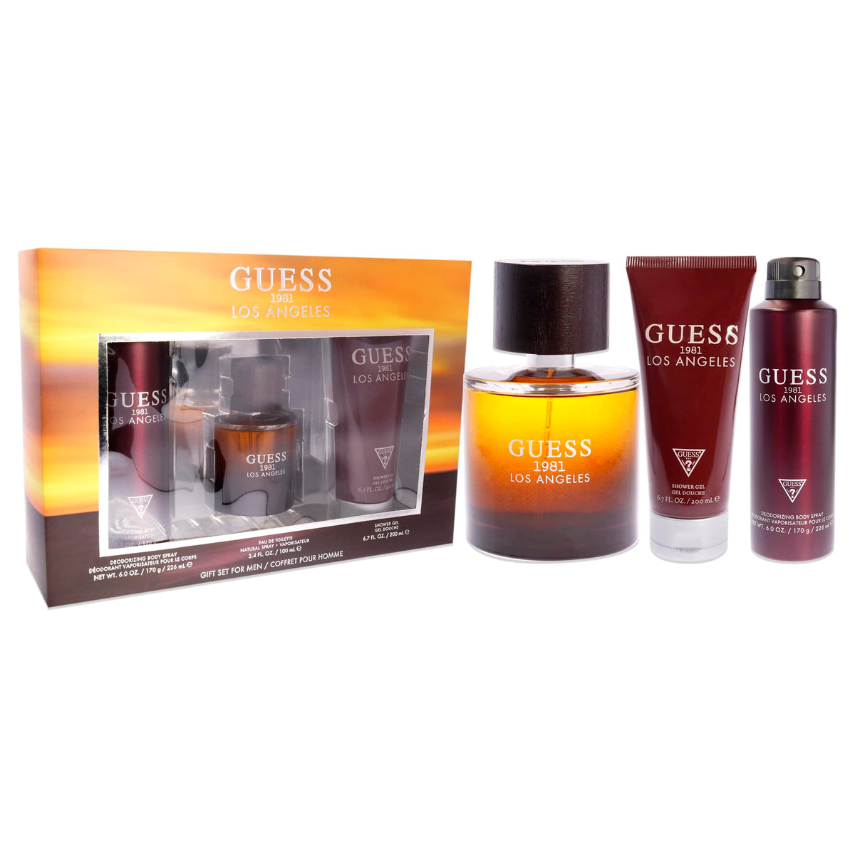 Guess 1981 Los Angeles 3 Pc Gift Set 3.4oz EDT Spray, 6.0oz Body Spray, 6.7oz Shower Gel GIFTSET